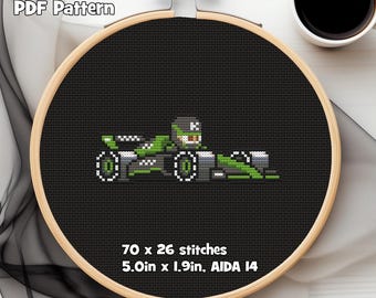 Schema punto croce in PDF per la vettura da corsa Kick Sauber, livrea 2024, 70 l x 26 a