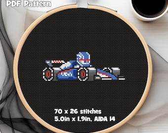 Racing Bulls (RB) Formula Car PDF Cross Stitch Pattern, 2024 Livery, 70w x 26h