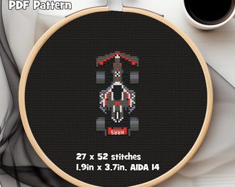 Schema punto croce PDF per auto da Formula HAAS, livrea 2024, 27 l x 52 a