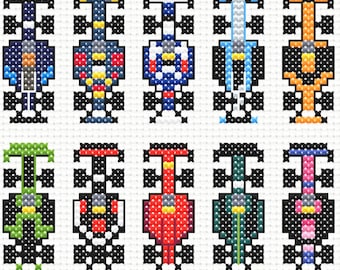 All Ten 2024 Formula Cars PDF Cross Stitch Patterns, 8w x 21h