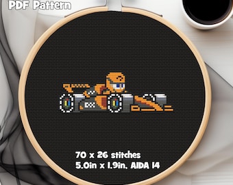 McLaren Formula Car PDF Cross Stitch Pattern, 2024 Livery, 70w x 26h