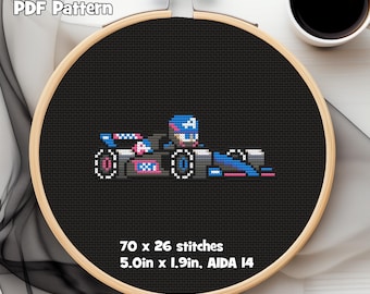Schema punto croce PDF per auto da Formula Alpine, livrea 2024, 70 l x 26 a