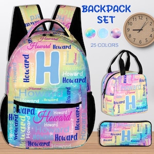 Sac à dos personnalisé avec nom, Meilleur cadeau de rentrée, Sac à lunch personnalisé avec nom, Pochette à crayons personnalisée, Cartable avec nom personnalisé, Cartable pour fille