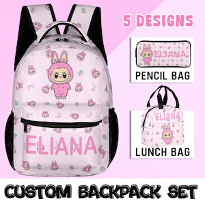 Custom Name Backpack for Kids,Custom Girl Backpack,Custom Labubu School bag with Name,Custom Gifts for Boy Girl, Back to School Gifts,Traval