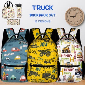 Sac à dos personnalisé pour la rentrée des classes, Sac à dos pour voiture personnalisé, Cartable personnalisé avec nom, Sac à lunch personnalisé Pochette à crayons Bouteille d'eau, Cadeau d'anniversaire