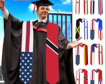 Custom Mixed Flags Graduation Stole,Personalized Class of 2025 Grad Gifts, Custom Grad Sash for Students,Custom Graduation Gifts for Her Him
