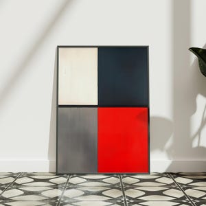 Stampa Bauhaus Grid Art, poster moderno astratto di metà secolo, poster minimalista geometrico, arte murale neutra per interni minimalisti moderni