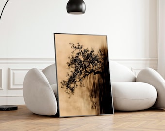 Wabi Sabi Wall Art, Japanese Tree Silhouette Poster, Aesthetic Wall Art Print for Minimalist Decor, Zen Decor or Japandi Style Interiors