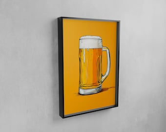 Retro Bierkrug Print, minimalistischer Barwagen Art