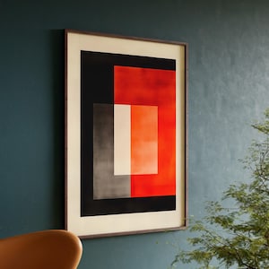 Poster Bauhaus, arte murale minimalista moderna di metà secolo, stampa astratta a blocchi di colore, arredamento alla moda per interni contemporanei