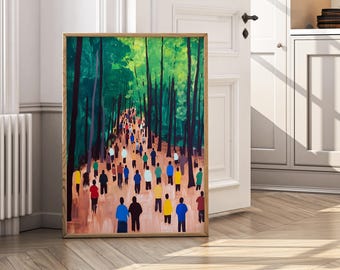 In the Forest Eclectic Wall Art Print, Vibrant Nature Poster, Abstract Nature Scene Print for Modern Home or Office