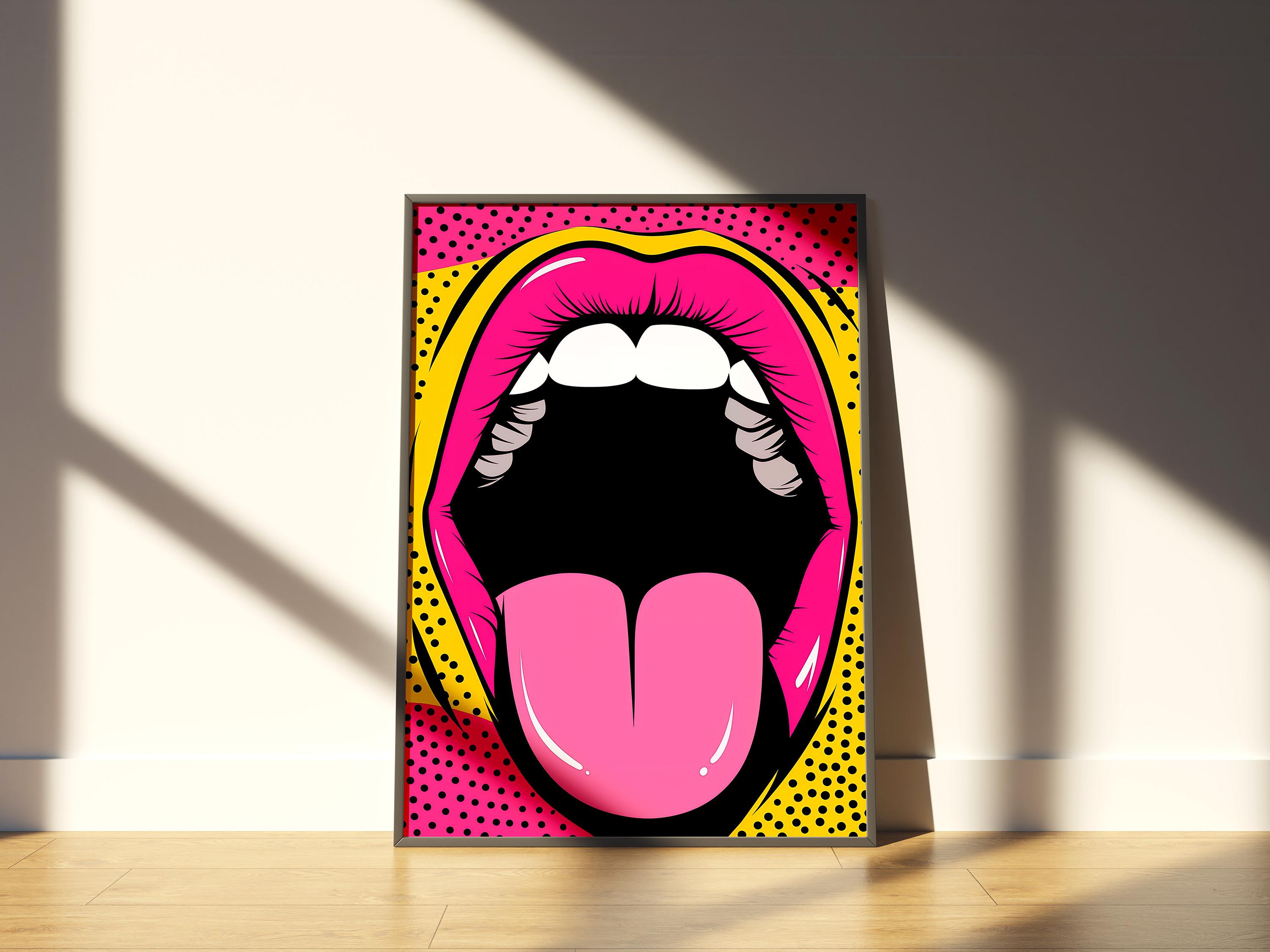 Y2K Pop Art Print, Hot Pink Tongue, Dopamine Decor - Etsy