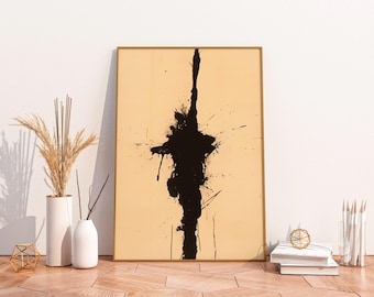 Wabi Sabi Ink Print, Japandi Brushstroke, Abstract Minimalist Decor