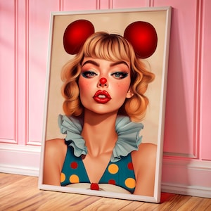 Stampa artistica da parete Clowncore estetica, poster decorativo Dopamine, stampa Clown massimalista surrealista, decorazione da parete femminile colorata