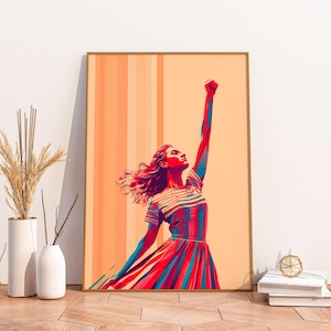 Vibrant Dopamine Decor Poster, Bold Feminist Wall Art, Retro Vintage Pop Art Print, Colorful Empowerment Poster, Aesthetic Home Decor