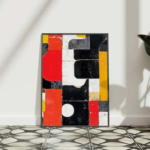 Arte murale Bauhaus industriale, poster moderno vintage di metà secolo, stampa artistica brutalista geometrica per interni retrò