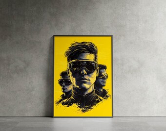 Cyberpunk Portrait Poster: Futuristic Neon Wall Art Print