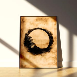 Wabi Sabi Wand Kunst Druck, Abstraktes Ink Wash Poster, japanische Minimalistische Wandkunst für Japandi Stil, Zen Meditationsraum oder Gelassenes Dekor