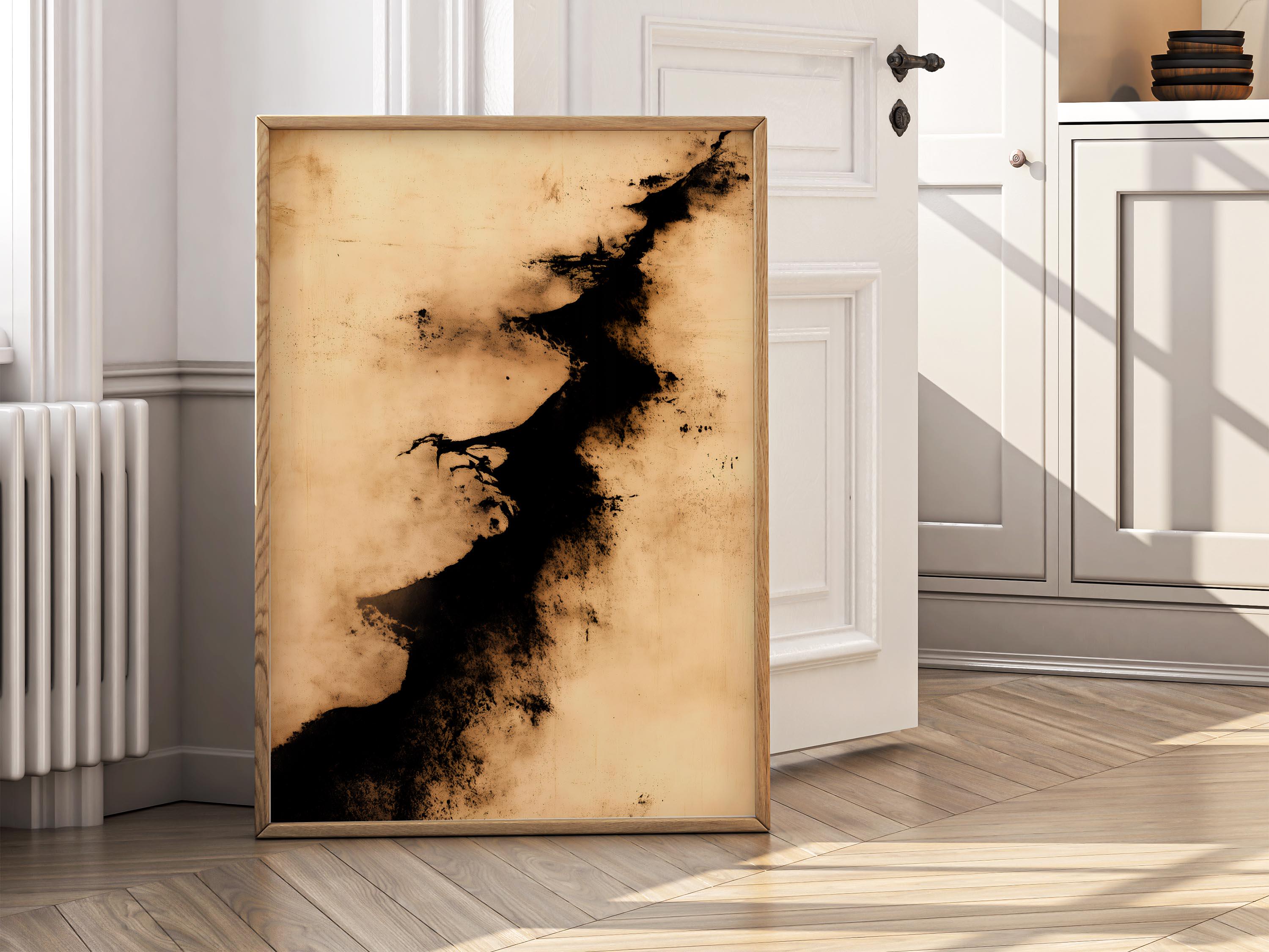 Aesthetic Wabi Sabi Wall Art Print, Abstract Organic Flow Poster, Abstract Japanese Wall Art, Minimalist Ink Poster for Calm Modern Decor