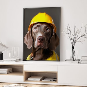 Construction Labrador Print: Funny Dog Wall Art