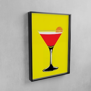 ヴィンテージカクテルポスター、美的バーカートアート、ミニマリストドリンクポップアートプリント、カラフルなホームバーの壁装飾、黄色のキッチン装飾