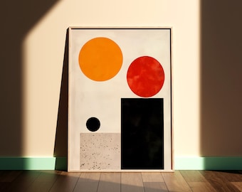 Bauhaus Geometric Wall Art Print, Mid Century Modern Poster