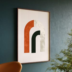 Arte murale retrò Bauhaus, poster moderno di metà secolo, stampa minimalista Japandi, arte murale neutra per l'arredamento moderno della casa