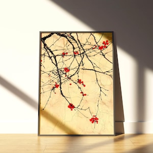 Wabi Sabi Wand Kunst Druck, Japandi Minimalistisches Poster, Zen Ästhetik, abstrakte Natur Kunstdruck | Ruhige Blüte