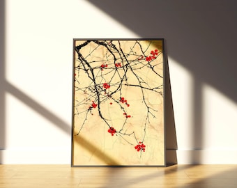 Wabi Sabi Wall Art Print, Japandi Minimalist Poster, Zen Aesthetic Home Decor, Abstract Nature Art Print | Tranquil Bloom