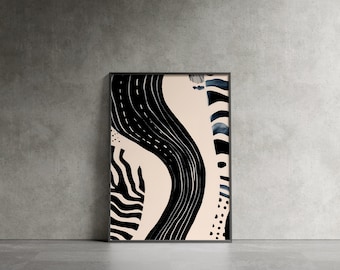 Abstract Japandi Wall Art Print, Modern Wabi Sabi Brushstroke Poster, Abstract Wall Art, Graphic Zen Minimalist Decor for Modern Spaces