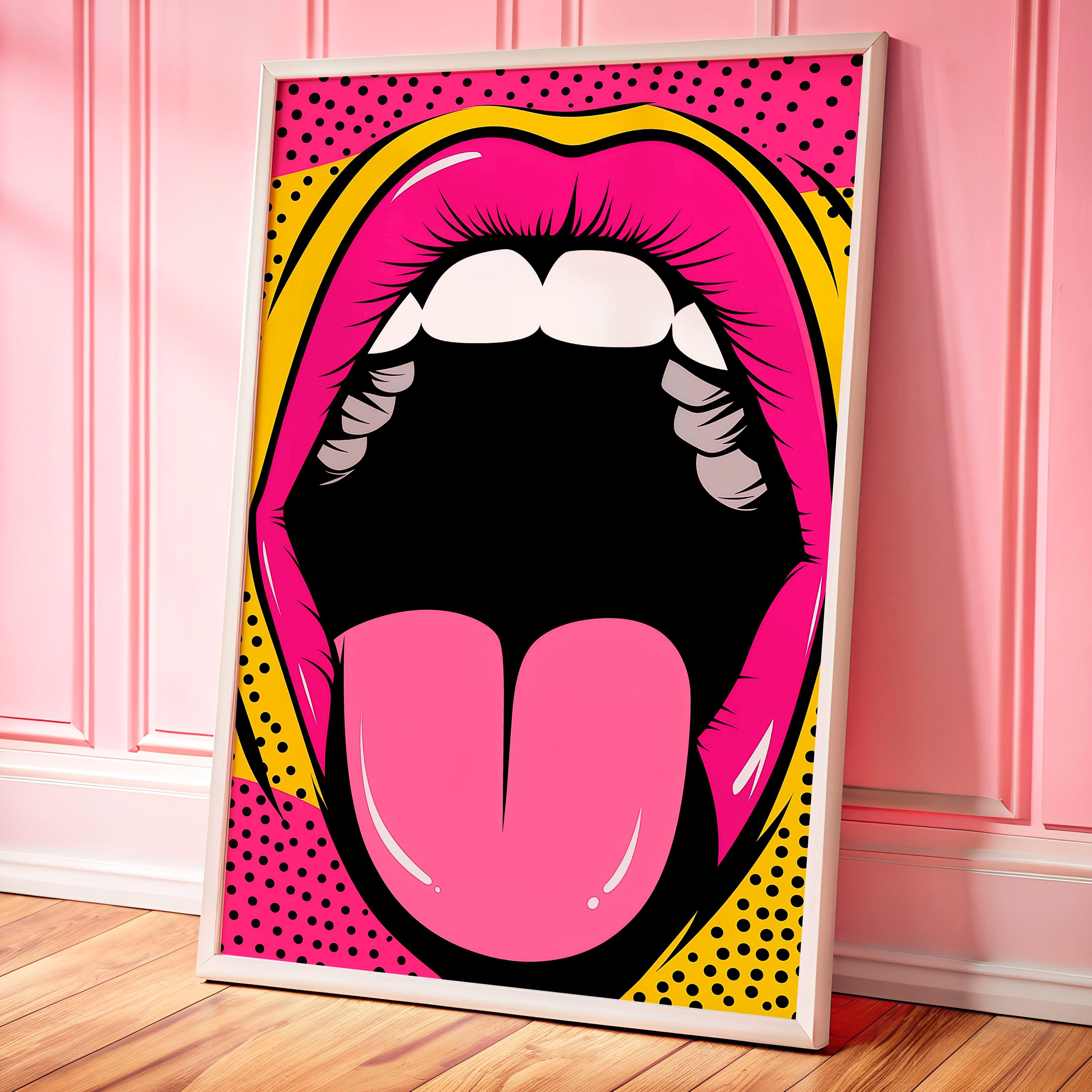 Y2K Pop Art Print, Hot Pink Tongue, Dopamine Decor - Etsy