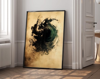 Wabi Sabi Wall Art Print, Japandi Abstract Poster, Minimalist Zen Aesthetic Home Decor, Modern Japanese Art Poster | Cosmic Flow