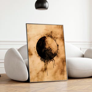 Minimalistischer Wabi Sabi Wand-Kunstdruck, Zen-Kreis-Plakat, trendiger japanischer Kunstdruck für minimalistisches Dekor, Japandi-Interieurs oder ruhiges Dekor