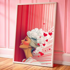 Poster decorativo vibrante con dopamina, arte murale romantica Y2K, stampa pop art retrò glamour, poster femminile audace, arredamento per la casa lovecore estetico