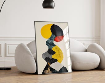 Wabi Sabi Abstract Print, Japandi Bauhaus Wall Art
