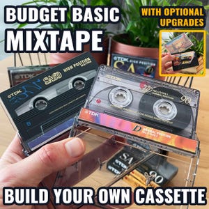 Custom Mixtape Basic on Cassette – Upgrade as you like! Personalized Playlist, Brand New Sealed TDK Tapes, Optional labels, Retro Music Gift