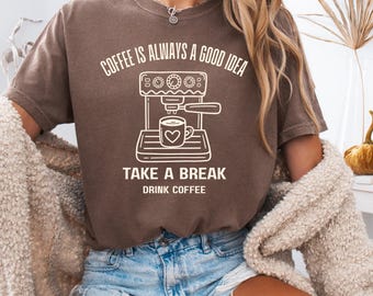 Comfort Colors® Coffee Shirt: Retro Barista Tee, Coffee Lover Gift, Fresh Brewed Long Sleeve