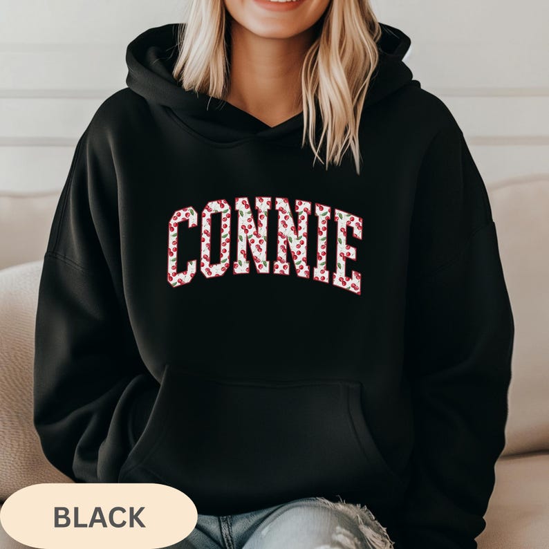 Custom Cherry Sweatshirt, Custom Text Hoodie, Personalized Name Gift, Matching Spirit Top imagem 6