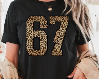Leopard 6-7 Shirt Comfort Colors®, Six Seven Meme Tee, Trendy Cheetah Pattern Gift