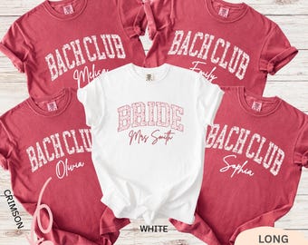 Comfort Colors® Bride & Bach Club Shirt: Red Toile Bachelorette Matching Tee, Bridal Party Gift