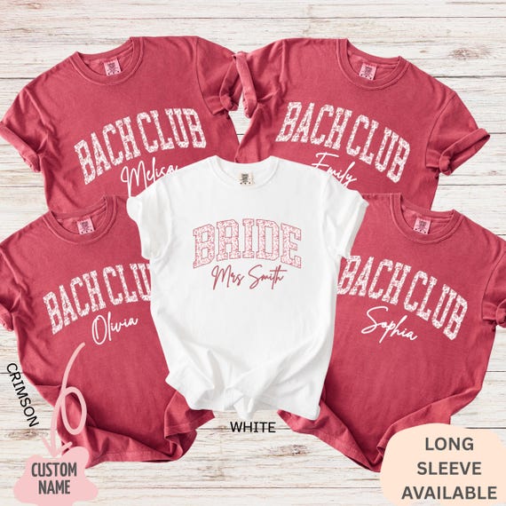 Comfort Colors® Bride & Bach Club Shirt: Red Toile Bachelorette Matching Tee, Bridal Party Gift