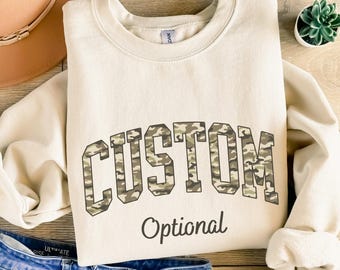 Custom Camo Sweatshirt, Personalized Camouflage Text Hoodie, Group Matching Name, Unisex Spirit Gift
