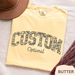 Custom Comfort Colors® Camo Shirt, Custom Text Shirt, Personalized Camouflage T-shirt, Custom Name Gift, Unisex Field Day Matching Tee