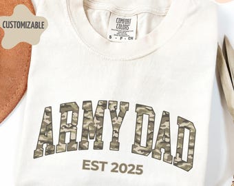 Customizable Comfort Colors® Army Dad T-Shirt: Personalized Camo Military Family Matching Gift
