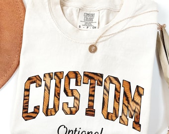 Custom Tiger Print Shirt: Personalized Game Day Mascot Tee, Comfort Colors® Spirit Gift