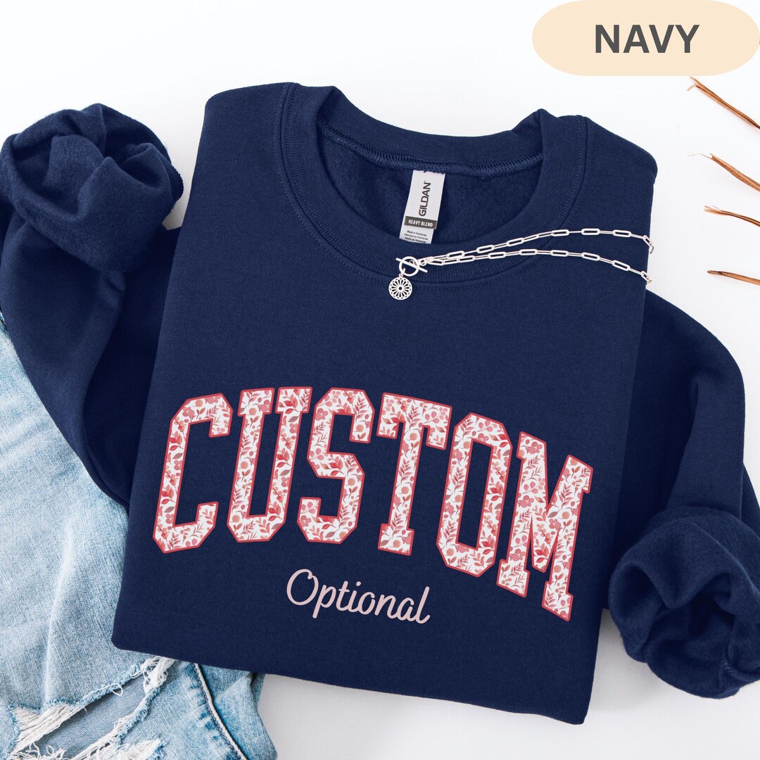 Custom Red Floral Sweatshirt, Personalized Spirit Matching Hoodie ...