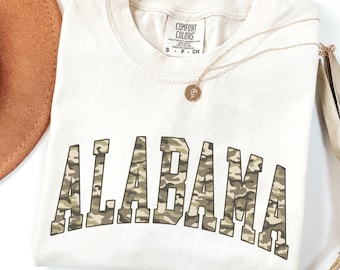 Camo Alabama Shirt, Comfort Colors® State Pride Tee, Collegiate Game Day State Gift