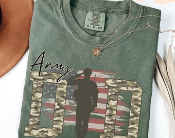 Army Dad T-Shirt: Camo USA Flag Comfort Colors® Tee, Military Gift