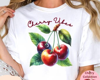 Comfort Colors® Cherry Vibes T-Shirt: Retro Summer Fruit Tee, Vintage Cherry Lover Gift