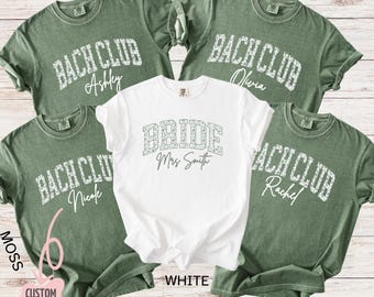 Comfort Colors® Bride & Bach Club Shirt: Green Toile Bachelorette Party Tee, Bridal Shower Gift